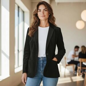 UNIVERSAL STANDARD Womens Corduroy Blazer Jacket Dark Brown Single Button XS